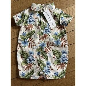 NWT Janie & Jack Baby Tropical Floral Romper One Piece Floral 0-3 months Green